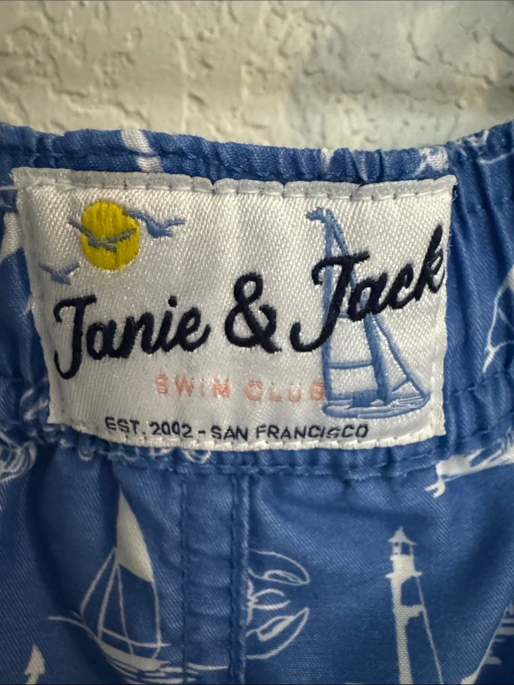 Janie and Jack blue Nautical Print Swim Shorts